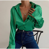 Elegant Satin Long Sleeve Blouses